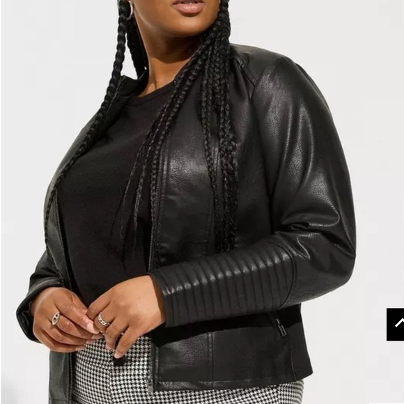 NWT TORRID Size 4X Black Faux Leather Jacket - Picture 1 of 7